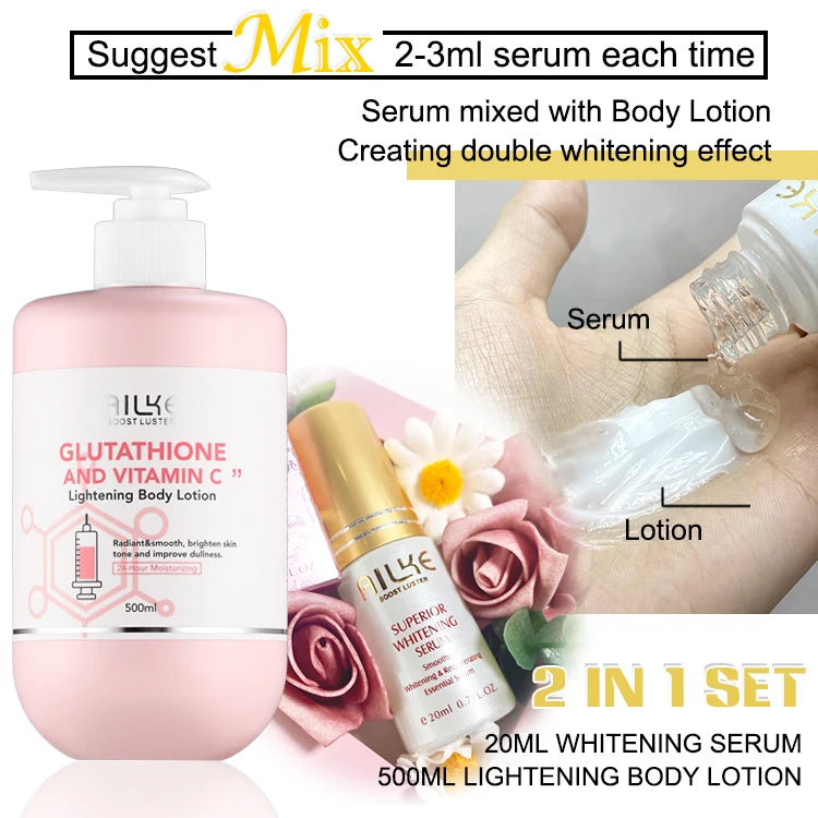 AILKE Whitening Skin Care Set, With Glutathion Vitamin C, Brighter Smoother Skin, Reduce Dark Spots, Clean Skin, Moisturizing