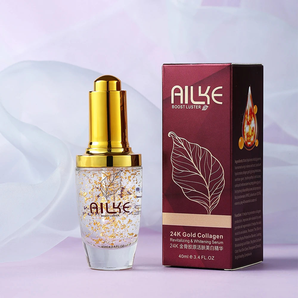 AILKE 24K Collagen Facial Whitening Set, Reduce Black Spots, Freckles, Brightening, Moisturizing Beauty Set For All Skin Types