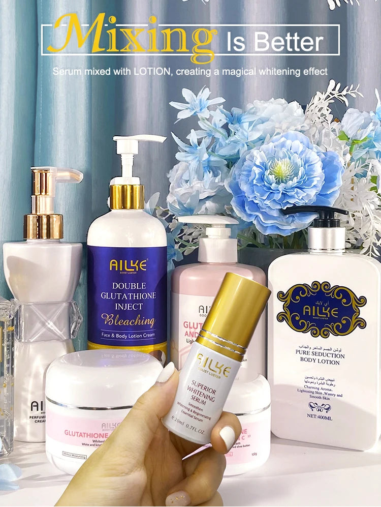 AILKE Whitening Skin Care Set, With Glutathion Vitamin C, Brighter Smoother Skin, Reduce Dark Spots, Clean Skin, Moisturizing