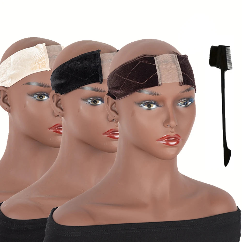 2pcs Non-Slip Velvet Wig Grip Band With Adjustable Headband And Transparent Lace Securely Holds Wigs And Head Scarves In Place