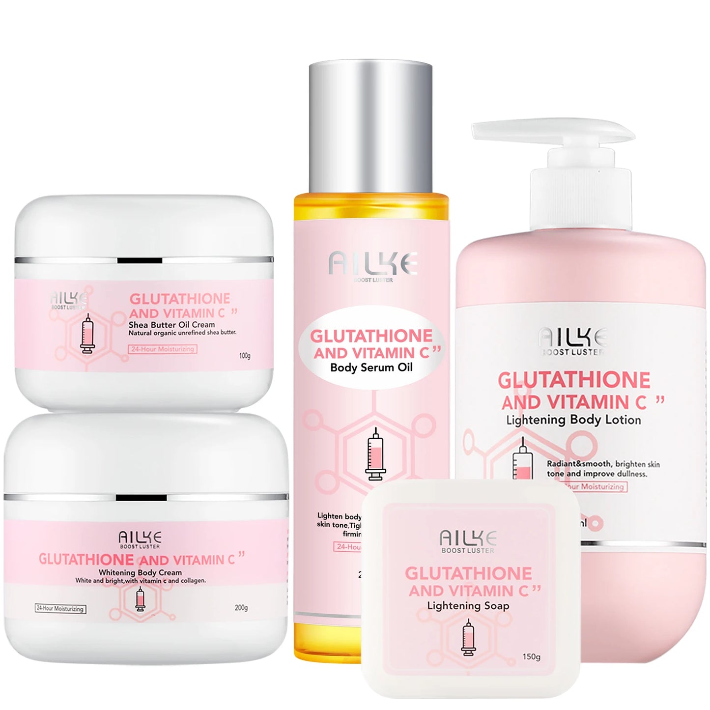 AILKE Whitening Skin Care Set, With Glutathion Vitamin C, Brighter Smoother Skin, Reduce Dark Spots, Clean Skin, Moisturizing