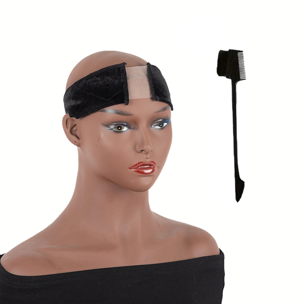 2pcs Non-Slip Velvet Wig Grip Band With Adjustable Headband And Transparent Lace Securely Holds Wigs And Head Scarves In Place