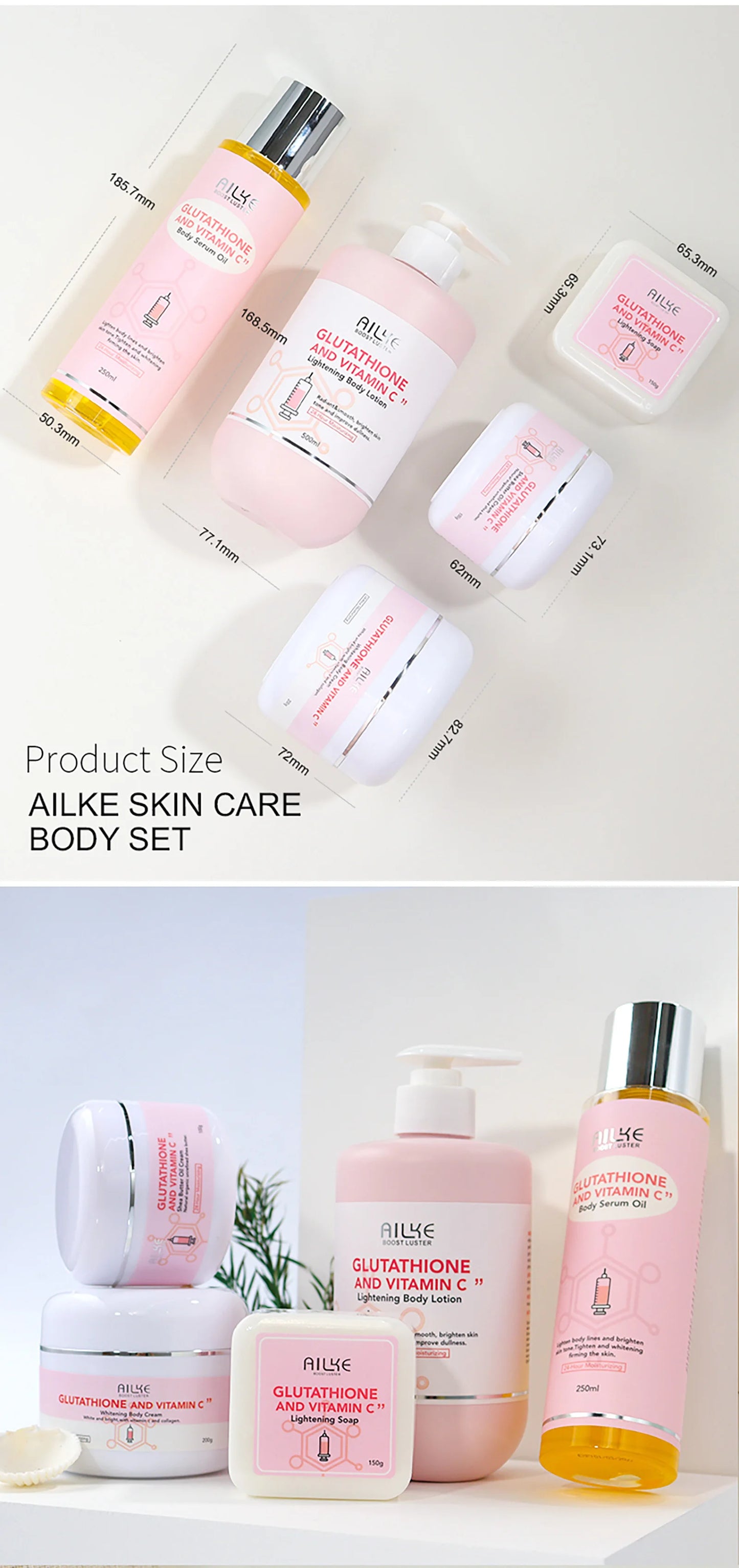 AILKE Whitening Skin Care Set, With Glutathion Vitamin C, Brighter Smoother Skin, Reduce Dark Spots, Clean Skin, Moisturizing