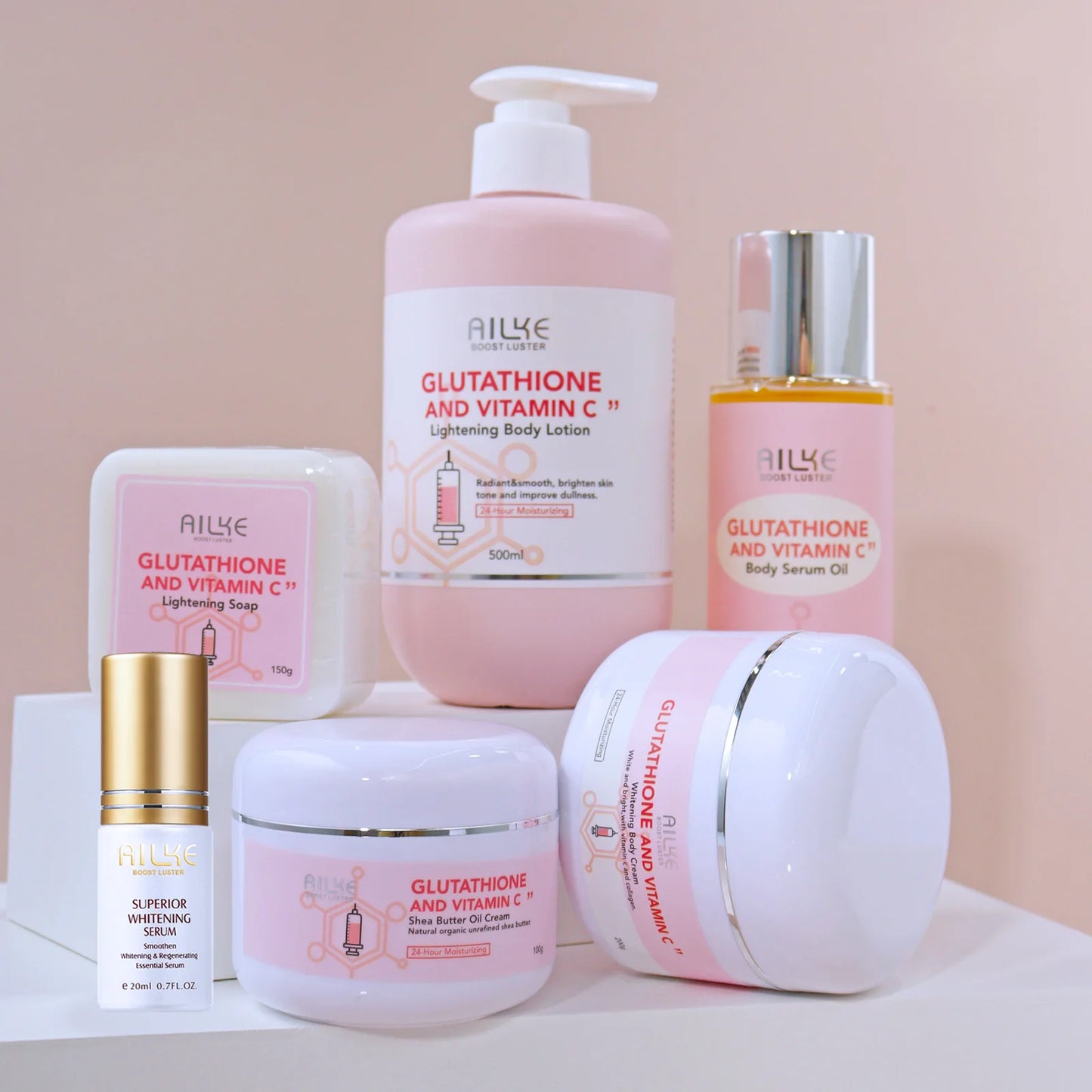 AILKE Whitening Skin Care Set, With Glutathion Vitamin C, Brighter Smoother Skin, Reduce Dark Spots, Clean Skin, Moisturizing
