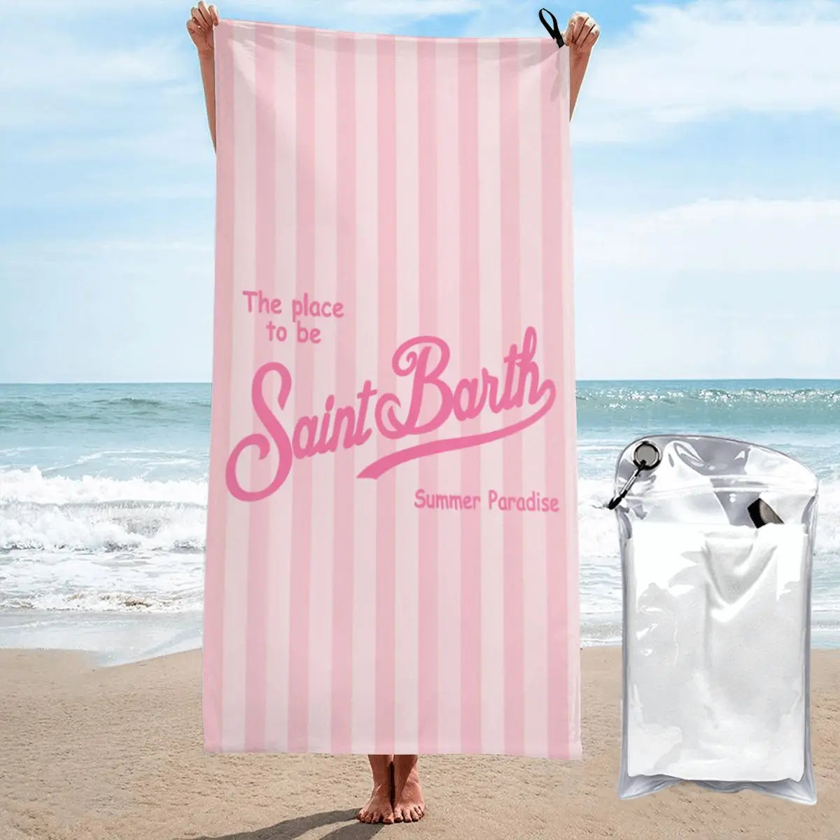 S-Saint B-Barth Beach Towel Poncho Bathing Towels Cover-ups Quick Dry Sand Free Yoga Spa Gym Pool