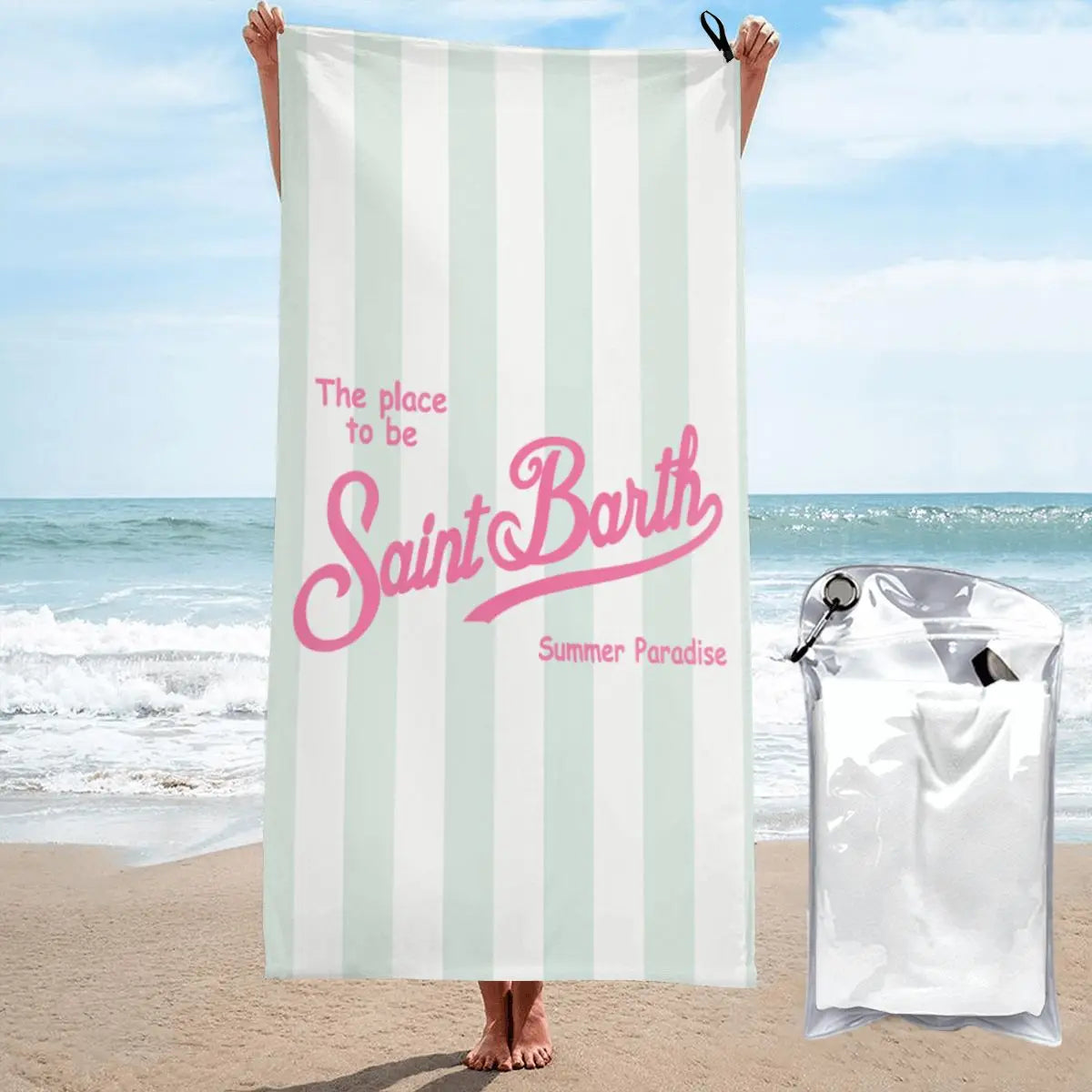 S-Saint B-Barth Beach Towel Poncho Bathing Towels Cover-ups Quick Dry Sand Free Yoga Spa Gym Pool